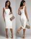 Solid Color U Neck Midi Dress GSZE-ST22037
