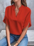 Casual Solid Color V-Neck Blouses GSZE-ST24003