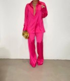 Long Sleeve Solid Color Loose Two Piece Pants Set GCYF-9337