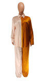 Color Block Single Breasted Two Piece Pants Set GCYF-9340