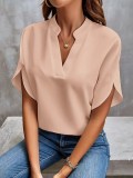 Casual Solid Color V-Neck Blouses GSZE-ST24003