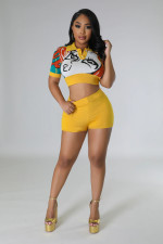 Short Sleeve Print Two Piece Short Set GCYF-9543