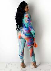 Fashion Print Tie Up Two Piece Pants Set GCYF-9433