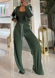 Stripe Patchwork Hooded Sport Two Piece Pants Set TR-1354