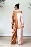 Color Block Single Breasted Two Piece Pants Set GCYF-9340
