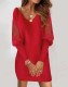 V Neck Long Sleeve Lace Patchwork Mini Dress GSZE-ST23336