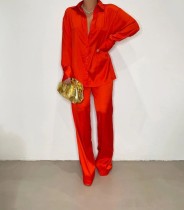 Long Sleeve Solid Color Loose Two Piece Pants Set GCYF-9337