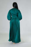 O Neck Press Pleated Maxi Dress GCYF-9446