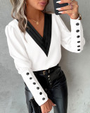 Fashion V-neck Long Sleeve Blouses GSZE-ST23385