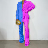 Color Block Loose Two Piece Pants Set GCYF-9391