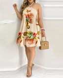 Off Shoulder Tie Up Print Dress GSZE-ST22079