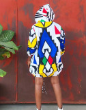 Long Sleeve Print Hooded Mini Dress GCYF-9183