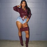 PU Leather Solid Color Coats GPBY-16452