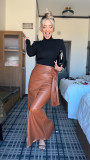 Solid Color High Waist Long Skirt YUMT-YMT474