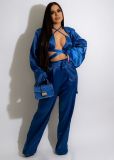 Solid Color Long Sleeve Pants Suit GCYF-9373