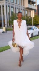 V Neck Sleeveless Irregular Mini Dress YUMT-YMT469