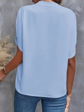 Casual Solid Color V-Neck Blouses GSZE-ST24003