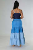 Contrast Color Wrap Chest Vest Long Skirt Suit GCYF-9349
