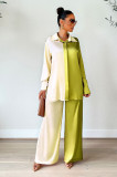 Color Block Single Breasted Two Piece Pants Set GCYF-9340