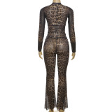 Leopard Print Long Sleeve Pants Suit GZJQ-D25S84226