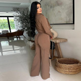 Long Sleeve Zipper Top Two Piece Pants Set YF-10921
