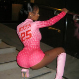 Print Stand Collar Zipper Romper DLSF-K25Q82279