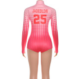 Print Stand Collar Zipper Romper DLSF-K25Q82279