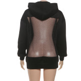 See Through Mesh Hooded Tops XEF-K25L83873