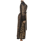 Leopard Print Belt Trench Coat XEF-K25C82416