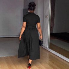 V Neck Short Sleeve Maxi Dress NY-3802