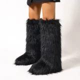 Winter Warm Flat-Heeled Over-the-Knee Furrzy Boots NGZR-xuezi-2025
