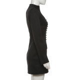 Solid Color Long Sleeve Mini Dress XEF-K25D83360