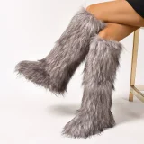 Winter Warm Flat-Heeled Over-the-Knee Furrzy Boots NGZR-xuezi-2025