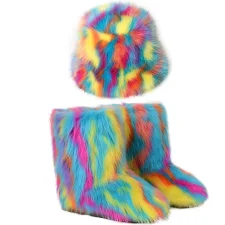 Colorful Fuzzy Fisherman's Hat + Warm Snow Boots NGZR-333