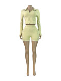 Zipper Long Sleeve Short Suit CH-25103