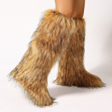 Winter Warm Flat-Heeled Over-the-Knee Furrzy Boots NGZR-xuezi-2025