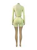 Zipper Long Sleeve Short Suit CH-25103