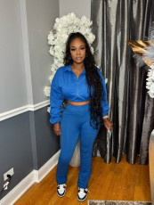 Solid Color Cardigan Two Piece Pants Set SH-391438