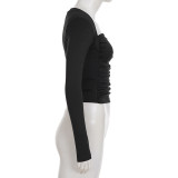 Long Sleeve Square Neck T Shirt GWEN-JWJT44861