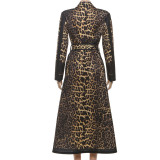 Leopard Print Belt Trench Coat XEF-K25C82416