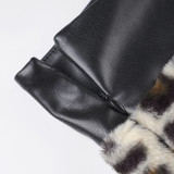Leopard Furrzy Patchwork Skirt Suit GPKJ-MR27257/45634