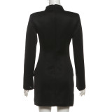 Solid Color Long Sleeve Mini Dress XEF-K25D83360