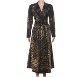 Leopard Print Belt Trench Coat XEF-K25C82416