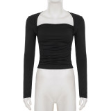 Long Sleeve Square Neck T Shirt GWEN-JWJT44861
