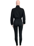 Solid Color Cardigan Two Piece Pants Set SH-391438