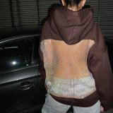 See Through Mesh Hooded Tops XEF-K25L83873