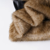 Leather Furrzy Patchwork Mini Dress GPKJ-MR45047