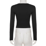Long Sleeve Square Neck T Shirt GWEN-JWJT44861