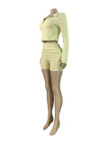Zipper Long Sleeve Short Suit CH-25103