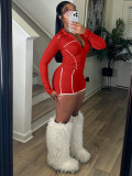 Zipper Long Sleeve Short Suit CH-25103